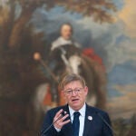 El president de la Generalitat, Ximo Puig, interviene en la presentación del Bono Cultural Joven, en el Museo de Bellas Artes