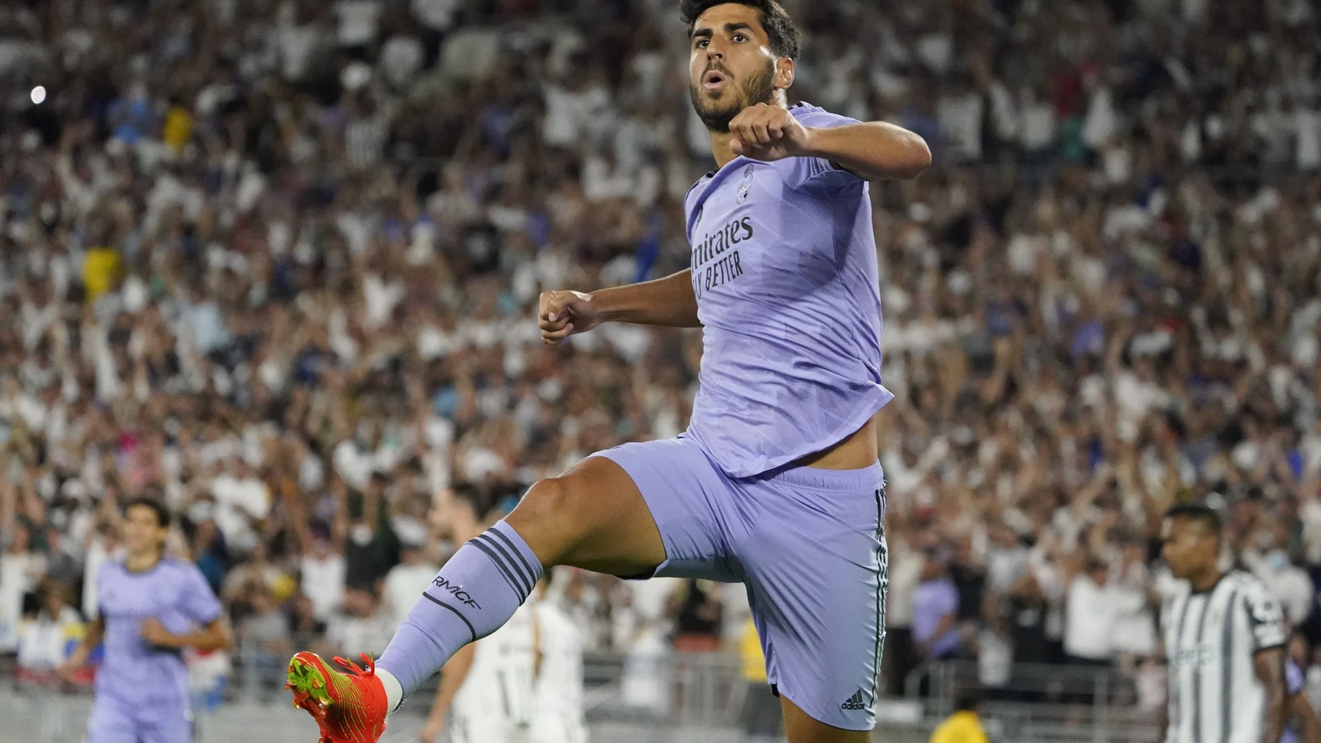 Marco Asensio celebra el segundo gol del Real Madrid