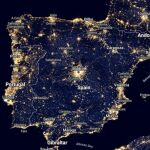 Mapa contaminación lumínica de España de blue-marble