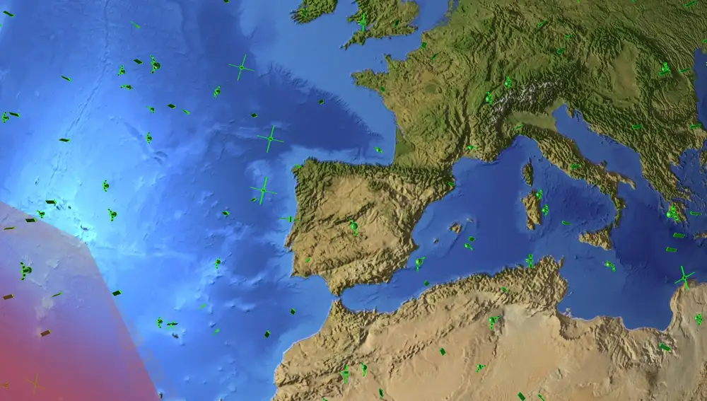 Las áreas en color rojo representan el alcance de los radares de LeoLabs.
