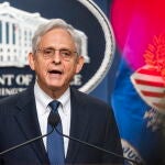 Merrick Garland, el fiscal general de EE UU, durante su comparecencia