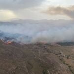 Incendio forestal declarado en un paraje de Jumilla (Murcia)