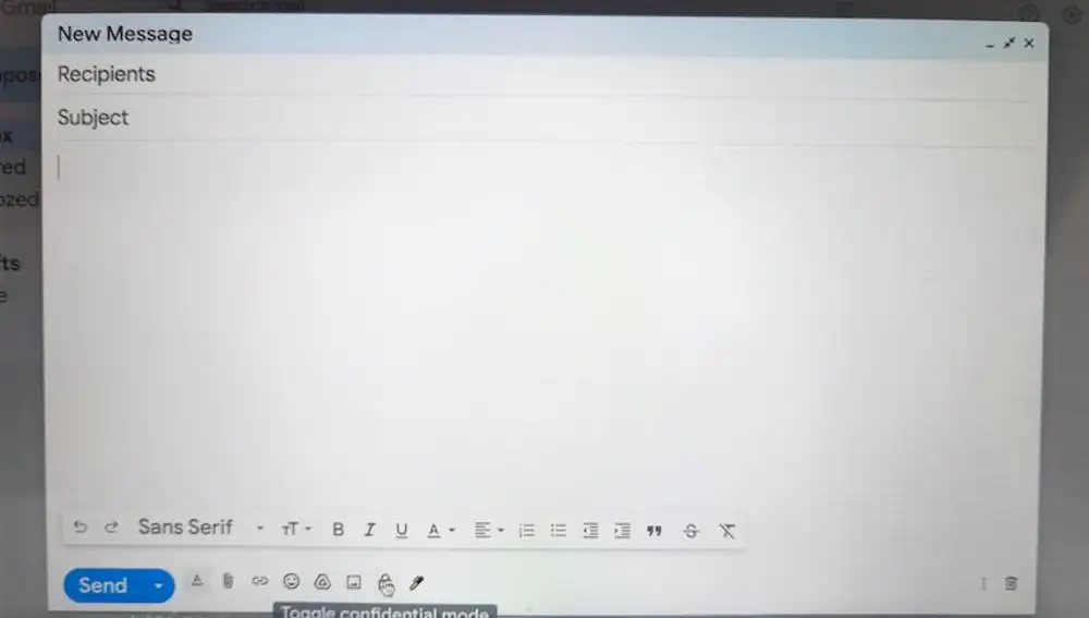 Modo confidencial activado desde un ordenador.
