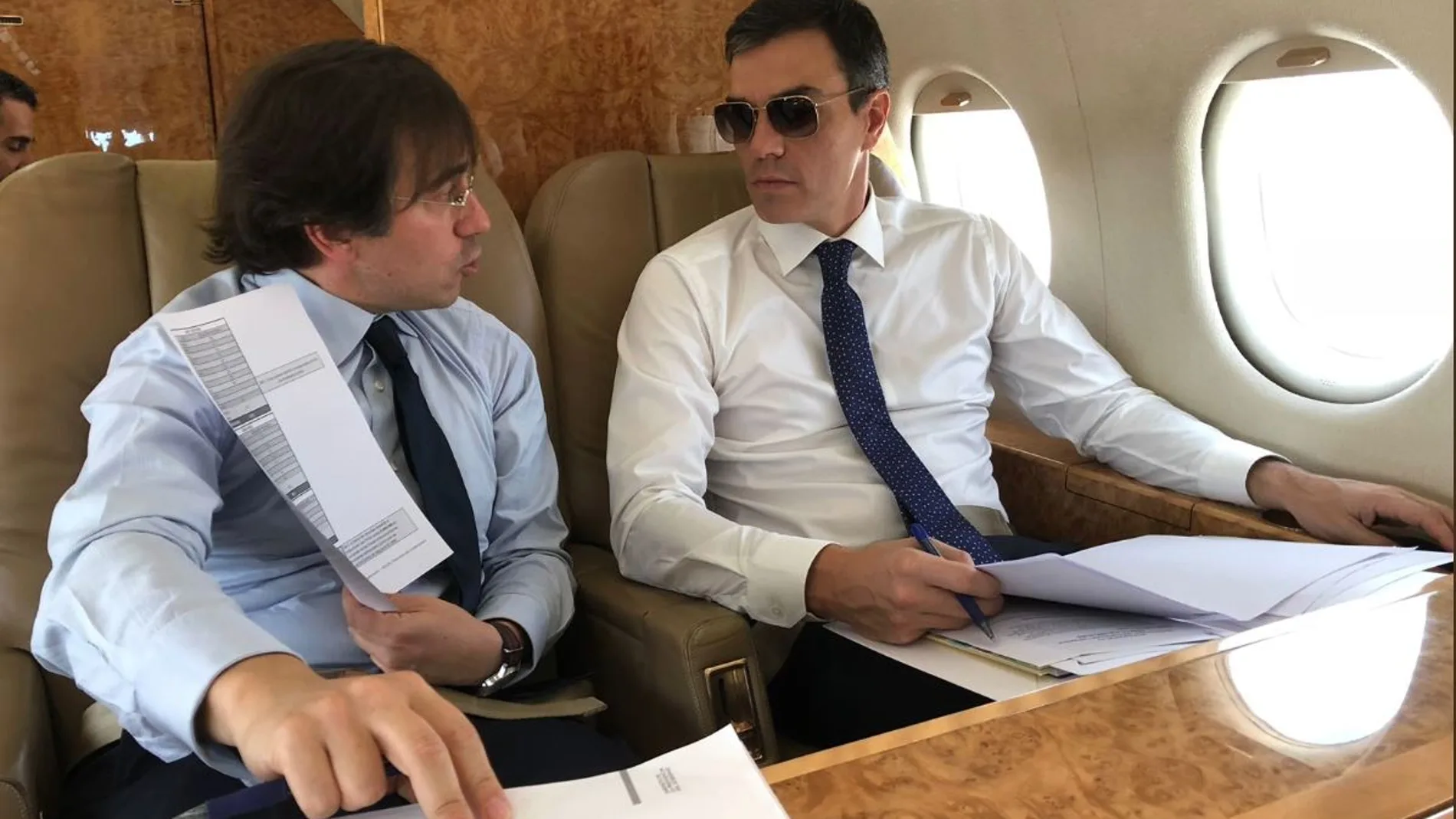 Pedro Sánchez, en el Falcon