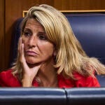 Yolanda Díaz, durante el pleno del Congreso de los Diputados celebrado ayer