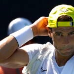 Rafa Nadal, durante un entrenamiento previo al US Open