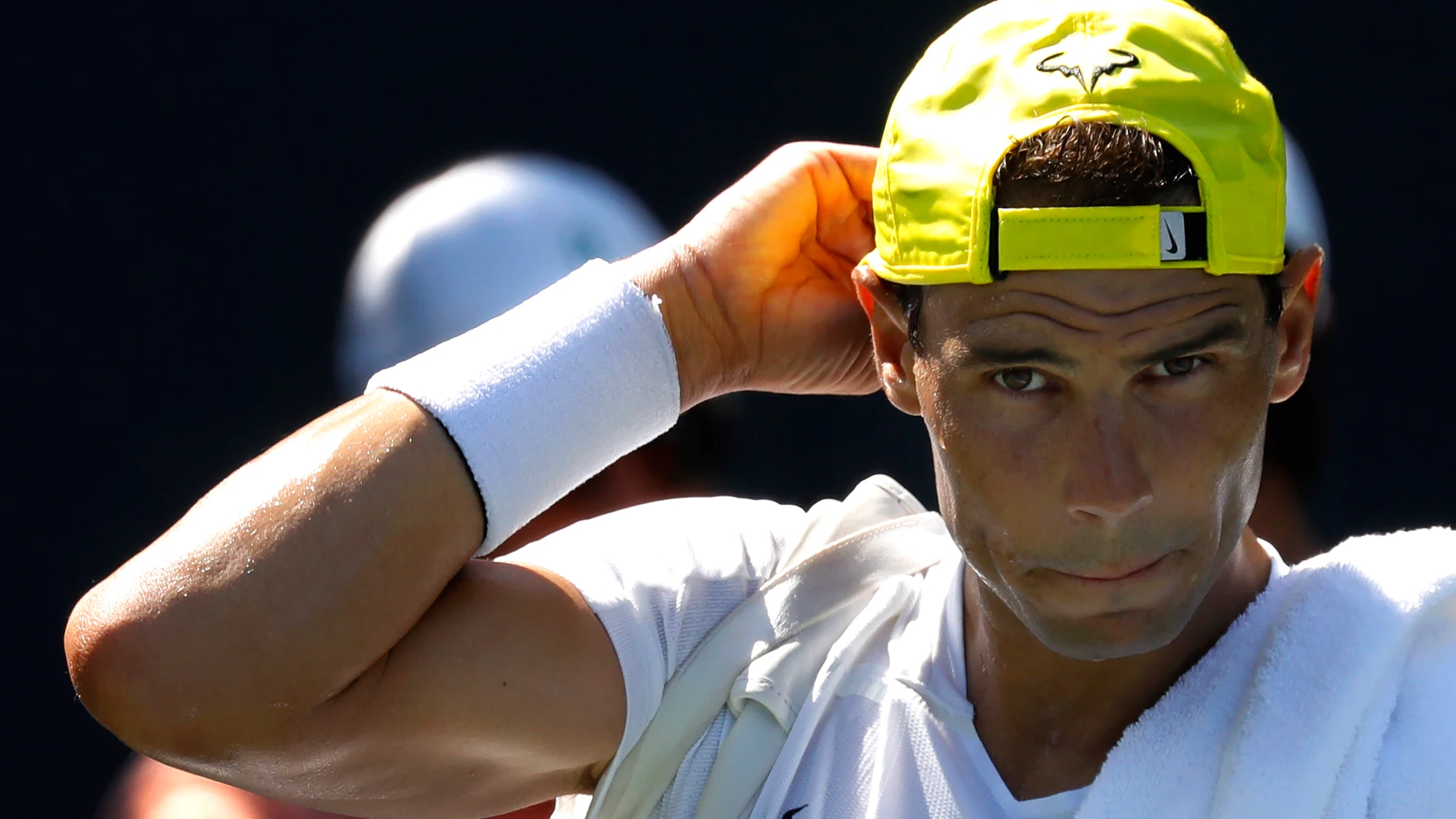 Rafa Nadal, durante un entrenamiento previo al US Open