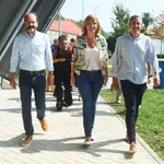 La ministra de Educación y FP y portavoz del PSOE, Pilar Alegría, antes de participar en un acto del PSOE de Torrelavega