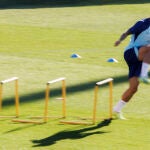 El atacante francés del Atlético de Madrid Antoine Griezmann, durante el entrenamiento en la Ciudad Deportiva Cívitas en Majadahonda