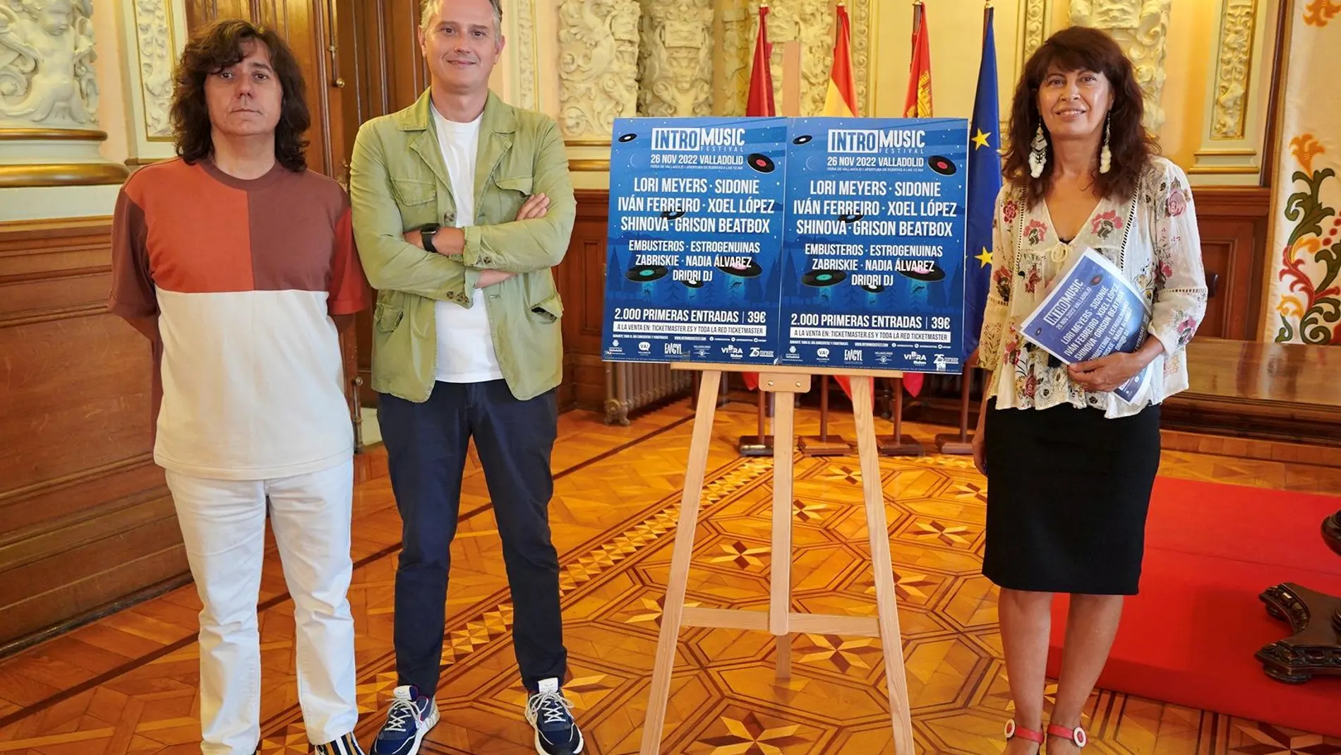 La concejala de Cultura y Turismo, Ana Redondo; el director de ‘Artistik Producciones’, Jesús Marcos Andrés; y el director de Valladolindie, Roberto Terne; presentan la sexta edición del Intro Music Festival