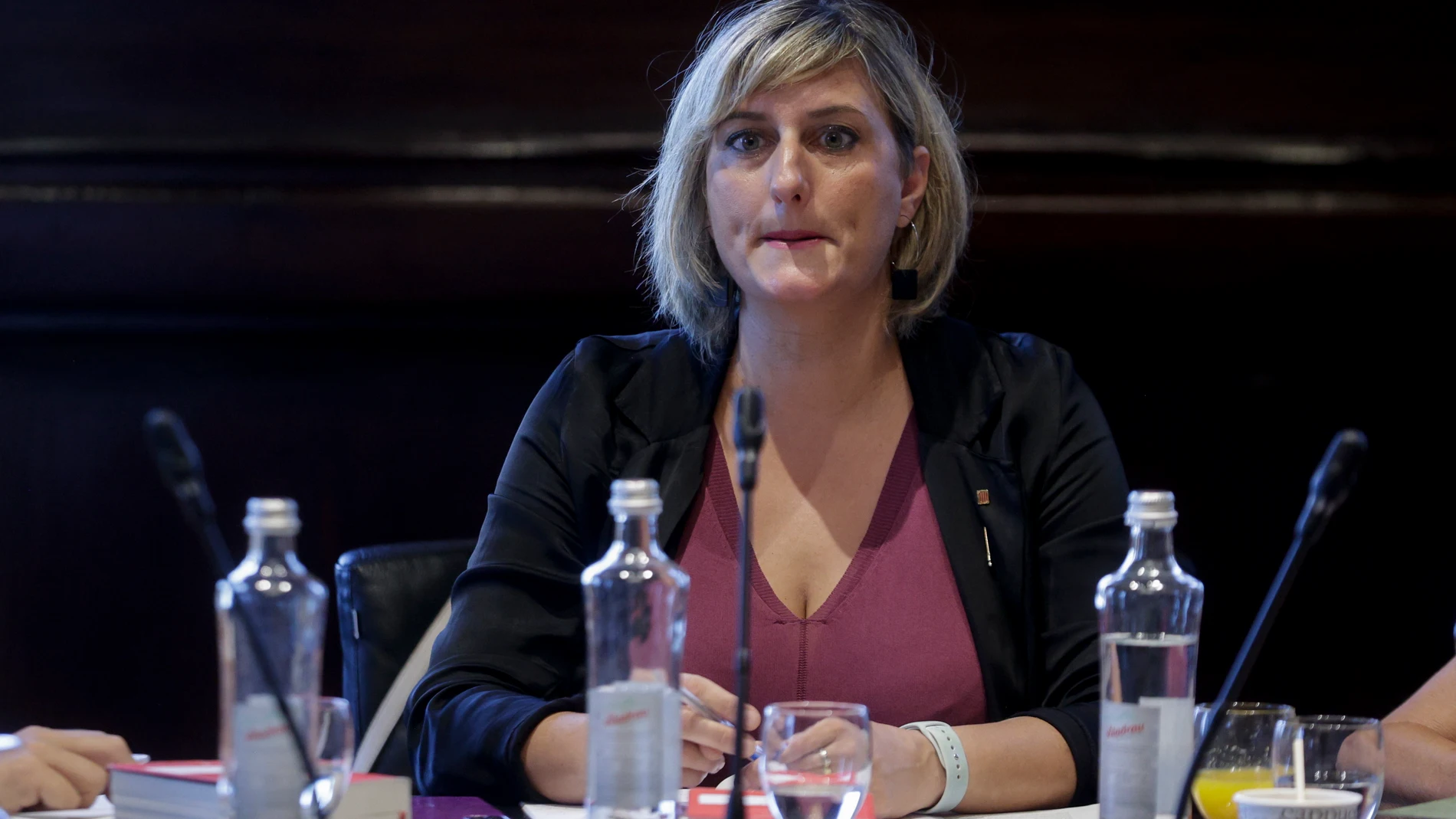 La vicepresidenta primera de la Mesa del Parlament, Alba Vergès, este jueves en la reunión de la Junta de Portavoces en lugar de Laura Borràs