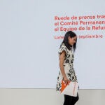 The president of Ciudadanos, Inés Arrimadas, on her way out of a press conference, after a joint meeting of the Standing Committee and the Ciudadanos Team, at the national headquarters of Cs, on September 5, 2022, in Madrid (Spain). During the press conference, they have informed about the refoundation works of the party that are being carried out. 05 SEPTEMBER 2022;REFOUNDATION;CITIZENS;MEETING;PARTY;CS Ricardo Rubio / Europa Press 05/09/2022
