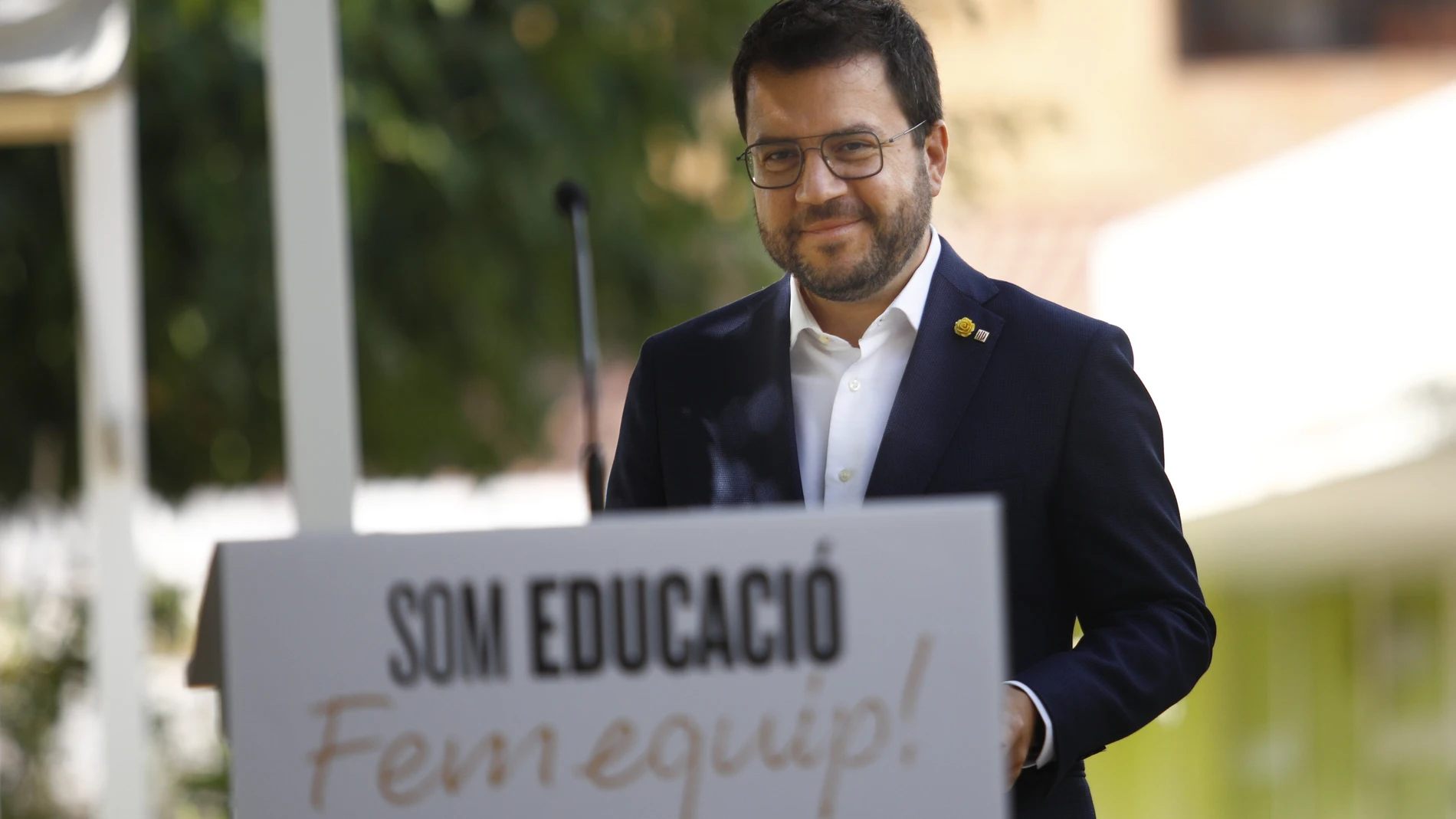 El presidente de la Generalitat Pere Aragonès en la apertura del curso esta semana
