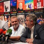El presidente de la Diputación, Miguel Ángel de Vicente; Pablo Carbonell, y el diputado José María Bravo, presentan la programación del Teatro Juan Bravo