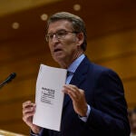 Alberto Núñez Feijóo, interviene con el documento de las propuestas del PP sobre el pacto energético