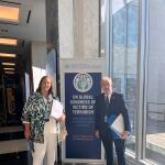 Maite Araluce y Miguel Folguera, presidenta y consejero de la AVT, en Nueva York