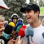 Alcaraz, a su llegada a Valencia para disputar la Copa Davis