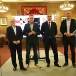 El presidente de la Diputación de Zamora, Francisco José Requejo; el diputado de Desarrollo Económico, Emilio Fernández, y el presidente de la Cámara de Comercio e Industria de Zamora, Enrique Oliveira, presentan una misión Inversa de Importación que se desarrollará en el marco de la Feria Fromago.