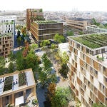 Recreación urbanística del proyecto para los terrenos de Mercedes Benz en Barcelona