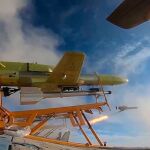 Un dron iraní Shahed-136 durante un ejercicio militar en Irán