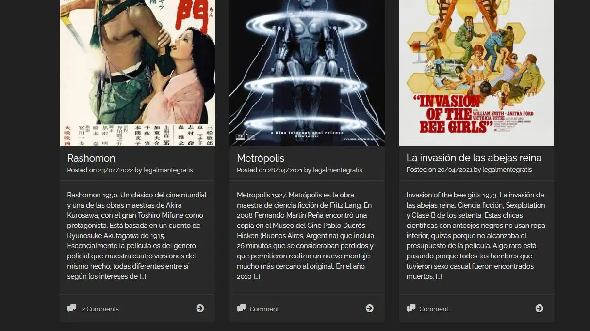 Películas libres de derechos en YouTube.