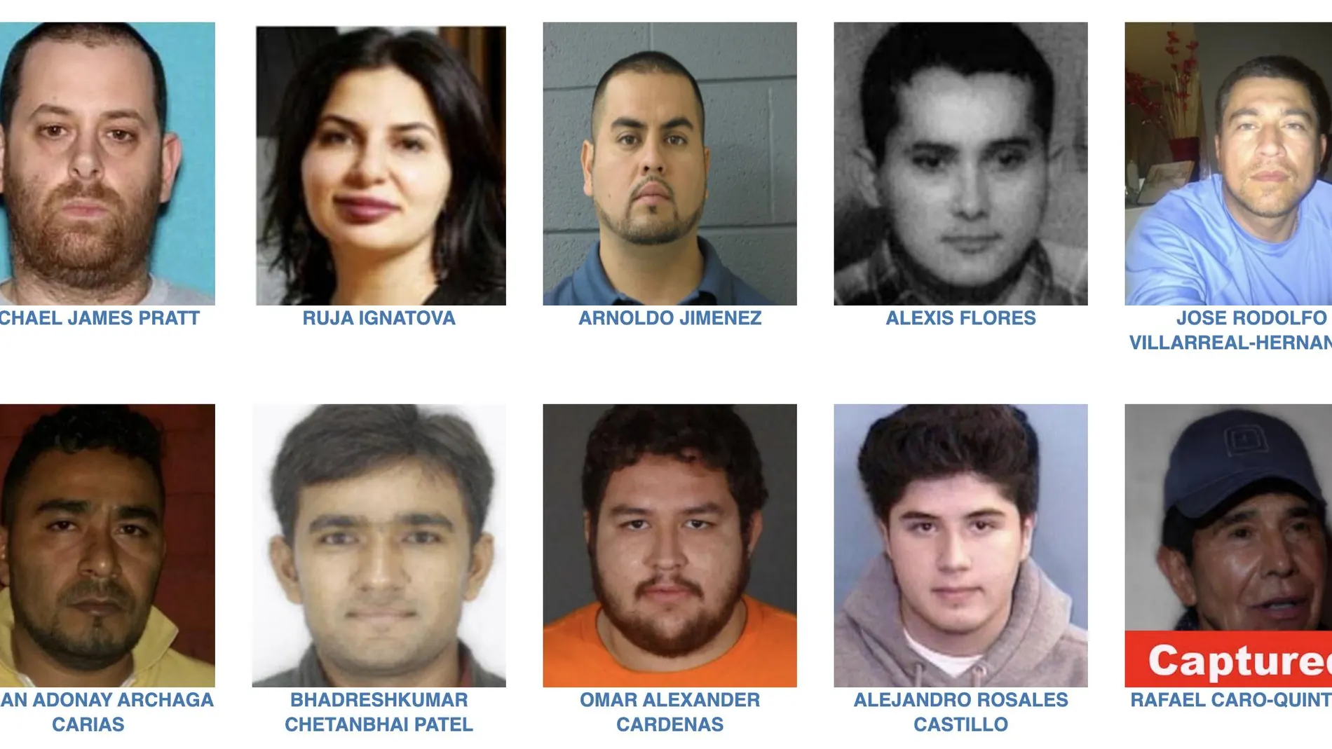 Fotografías de los 10 más buscados del FBI