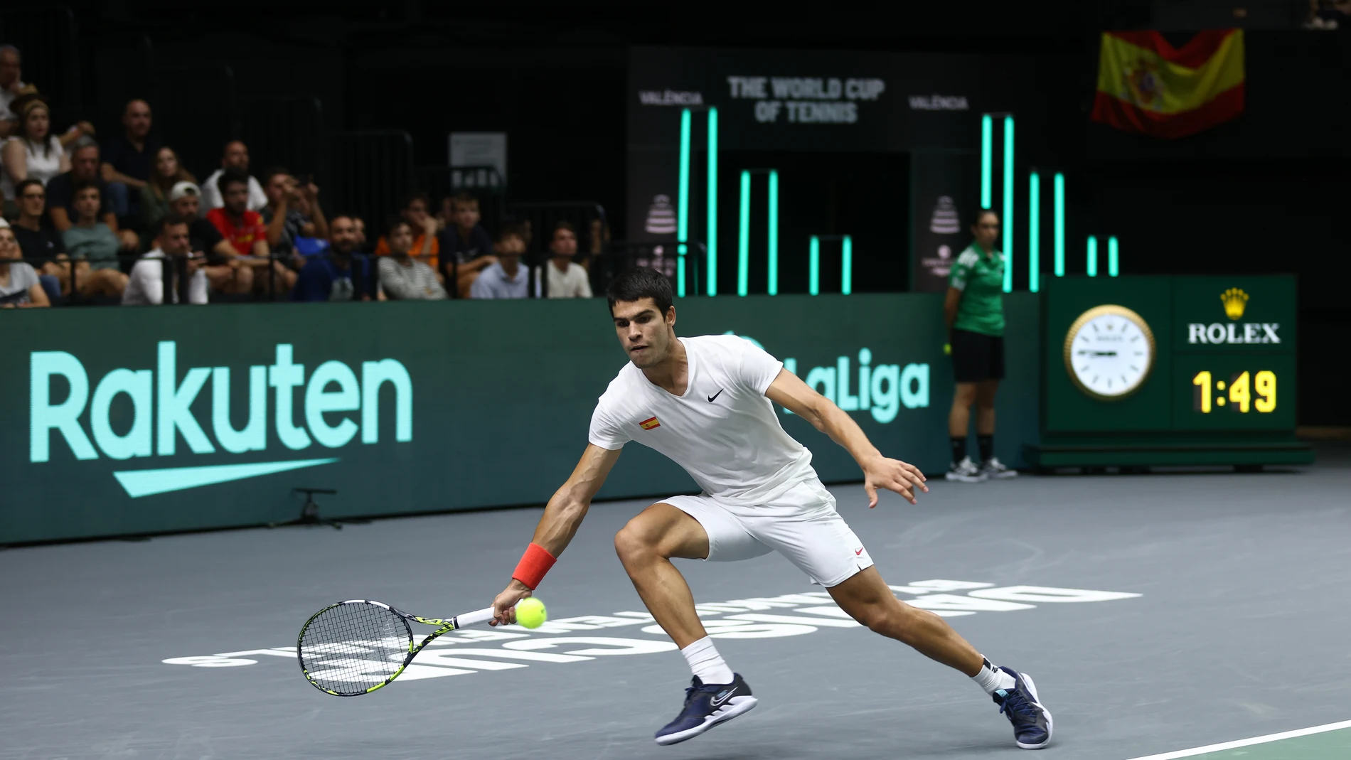 Alcaraz, durante su partido con Félix Auger-Aliassime