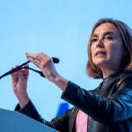 La secretaria general del PP, Cuca Gamarra, durante su intervención en la primera jornada de la 25 reunión Interparlamentaria del PP