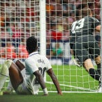 Vinicius Junior en el partido ante el Atlético de Madrid.
