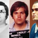 De izada. a dcha., Mark David Chapman, John Warnock Hinckley Jr. y Robert J. Bardo