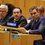 Sánchez y Albares, ayer, en la sede de Naciones Unidas en Nueva York