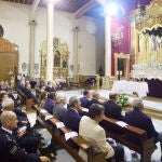 Detalle de la misa del XXV Aniversario del nombramiento de la UPA como Hermana Honoraria del Cerro del Águila en la Parroquia de Nuestra Señora de los Dolores, a 21 de septiembre de 2022 en Sevilla