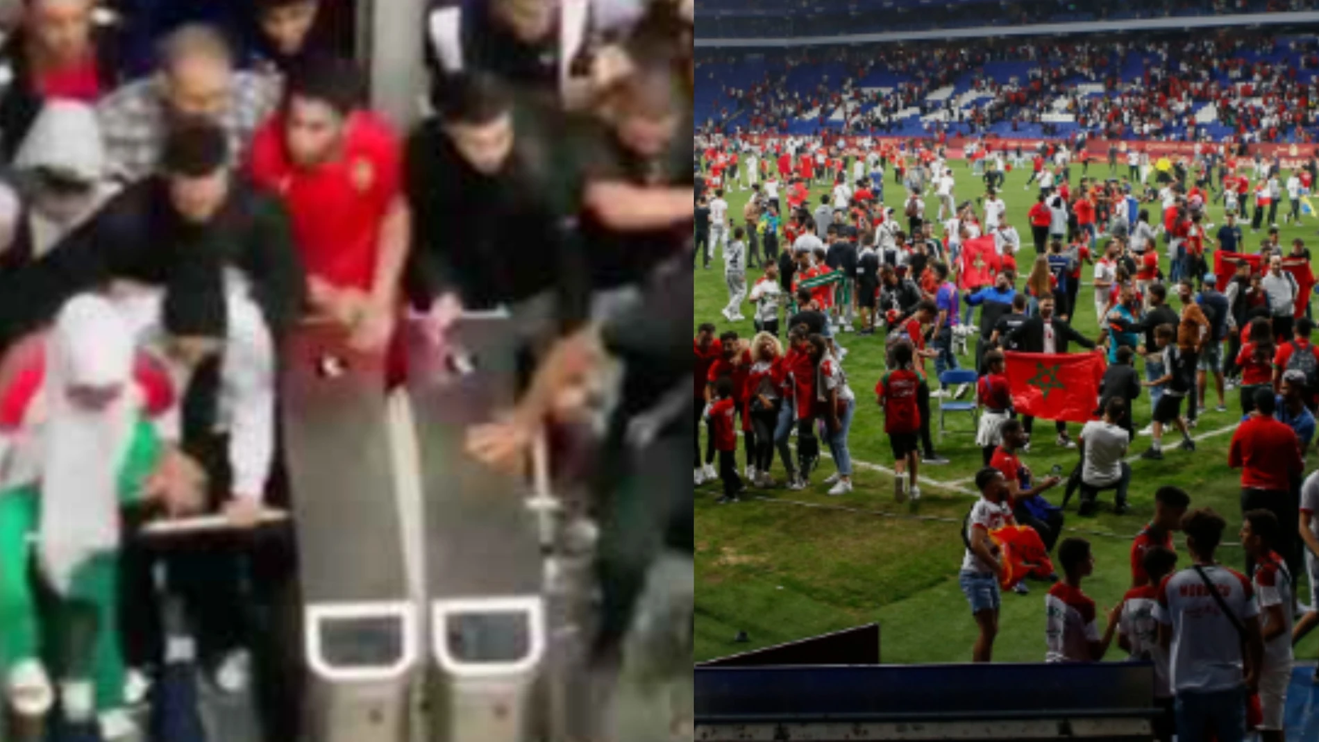Los hinchas de Marruecos accedieron por la fuerza y sin entradas e invadieron el campo
