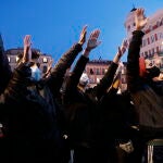 Manifestación en la plaza de Callao en Madrid para pedir la libertad de Pablo Hasel