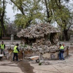Obras de la fuente de las Campanillas en el Retiro