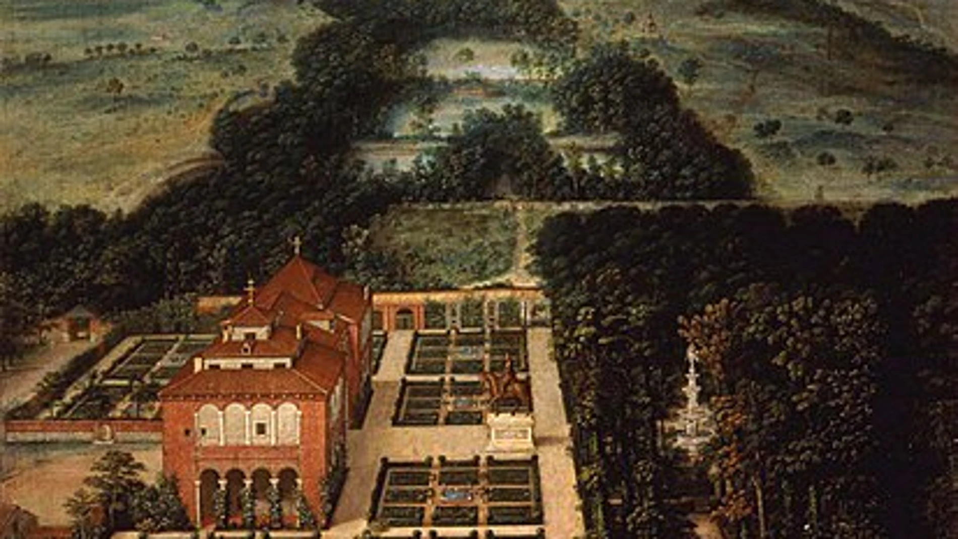 Casa de Campo en 1634. Los lagos aparecen tras el palacio de los Vargas