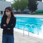 La vicealcaldesa de Madrid, Begoña Villacís, durante la presentación de la temporada de piscinas de verano 2021