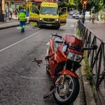 Imagen de archivo de un accidente de motocicleta