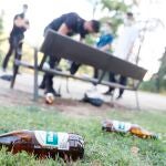 Control policial en el Parque del Oeste de Madrid contra los botellones