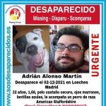 Cartel de SOS Desaparecidos de Adrián Alonso, un joven desaparecido en Torrejón