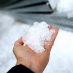 Imagen del granizo caído en Madrid
