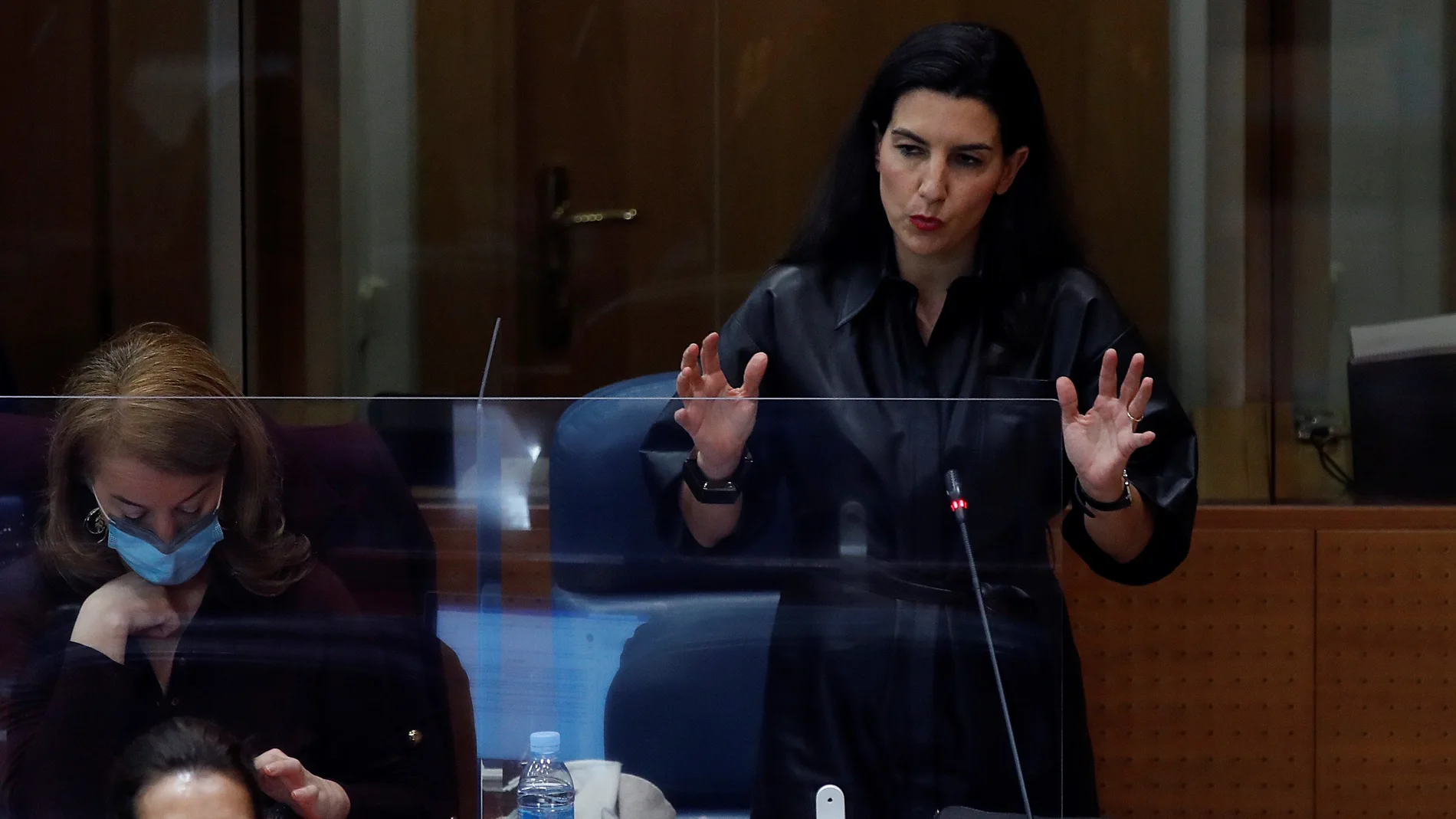 La portavoz de Vox en la Asamblea, Rocío Monasterio, durante el debate del pleno de la Asamblea de Madrid celebrado el pasado jueves