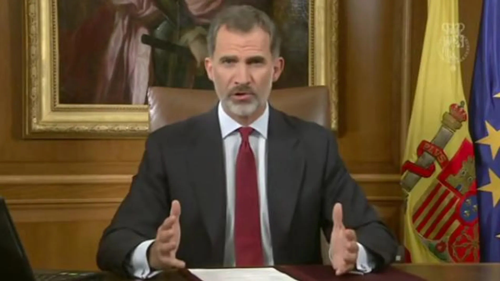 Felipe VI pronuncia un discurso el 2 de octubre de 2017