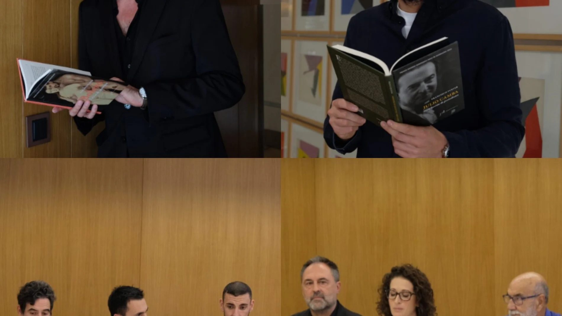 Los autores, durante el encuentro