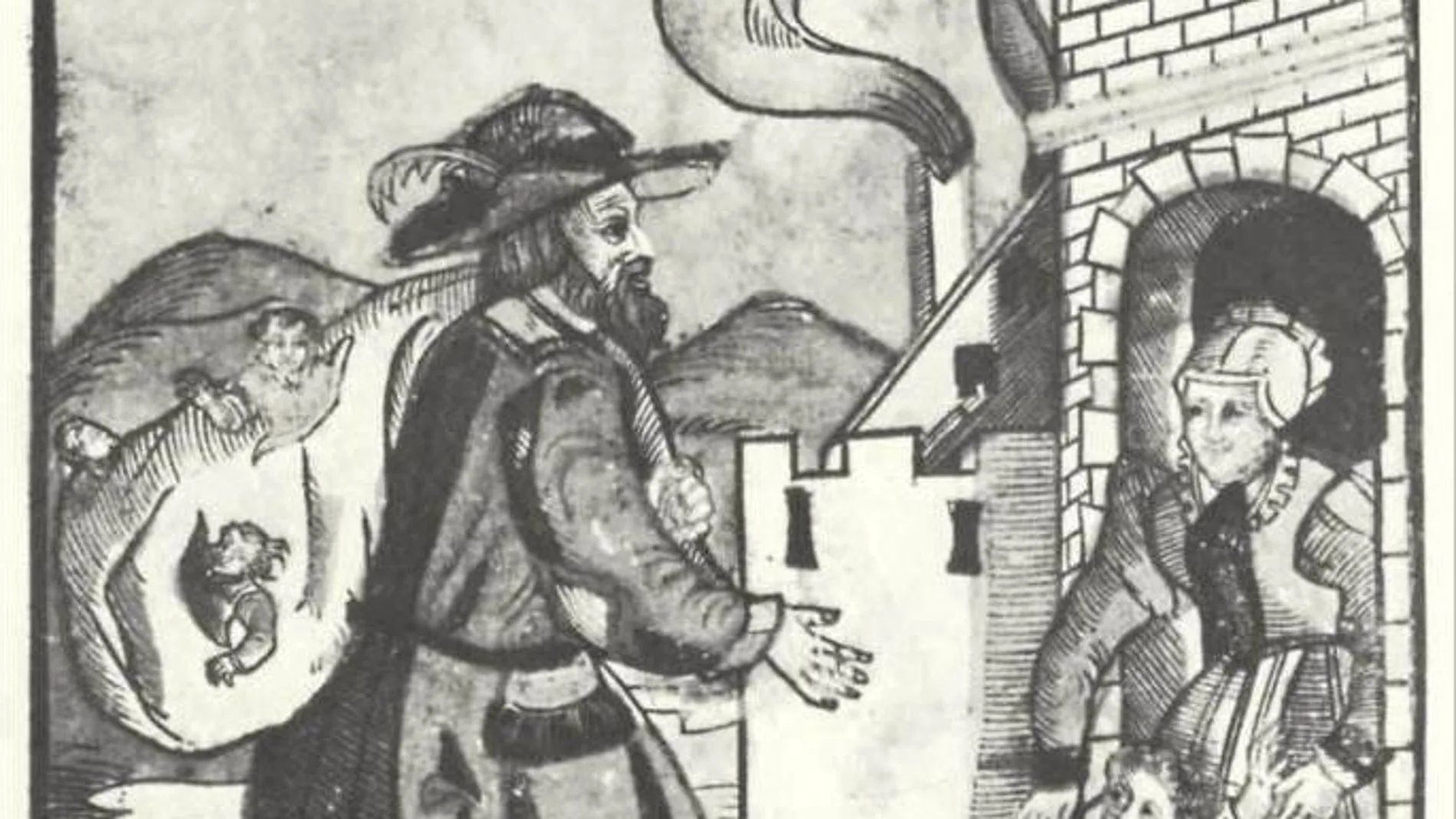 Un grabado del siglo XVI representa el mito infantil de "El hombre del saco"