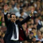 Unai Emery, en el partido ante el Barcelona, su penúltimo en el banquillo del Villarreal