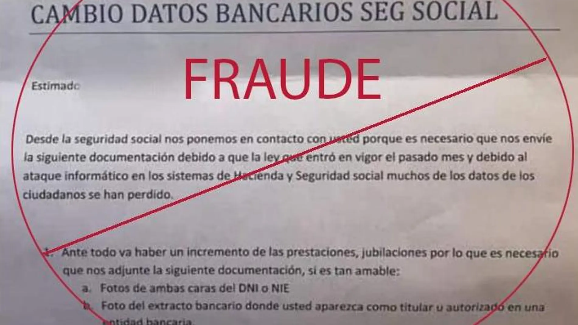 Fraude haciéndose pasar por la Seguridad Social
