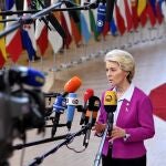 La presidenta de la Comisión Europea, Úrsula von der Leyen, en la última cumbre celebrada en Bruselas