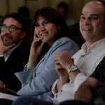 La presidenta de Junts, Laura Borràs y el secretario general, Jordi Turull, en el Consejo Nacional del partido
