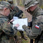 Ejercicios conjuntos celebrados el pasado día 22 entre los ejércitos de Polonia y Alemania en Torgelow